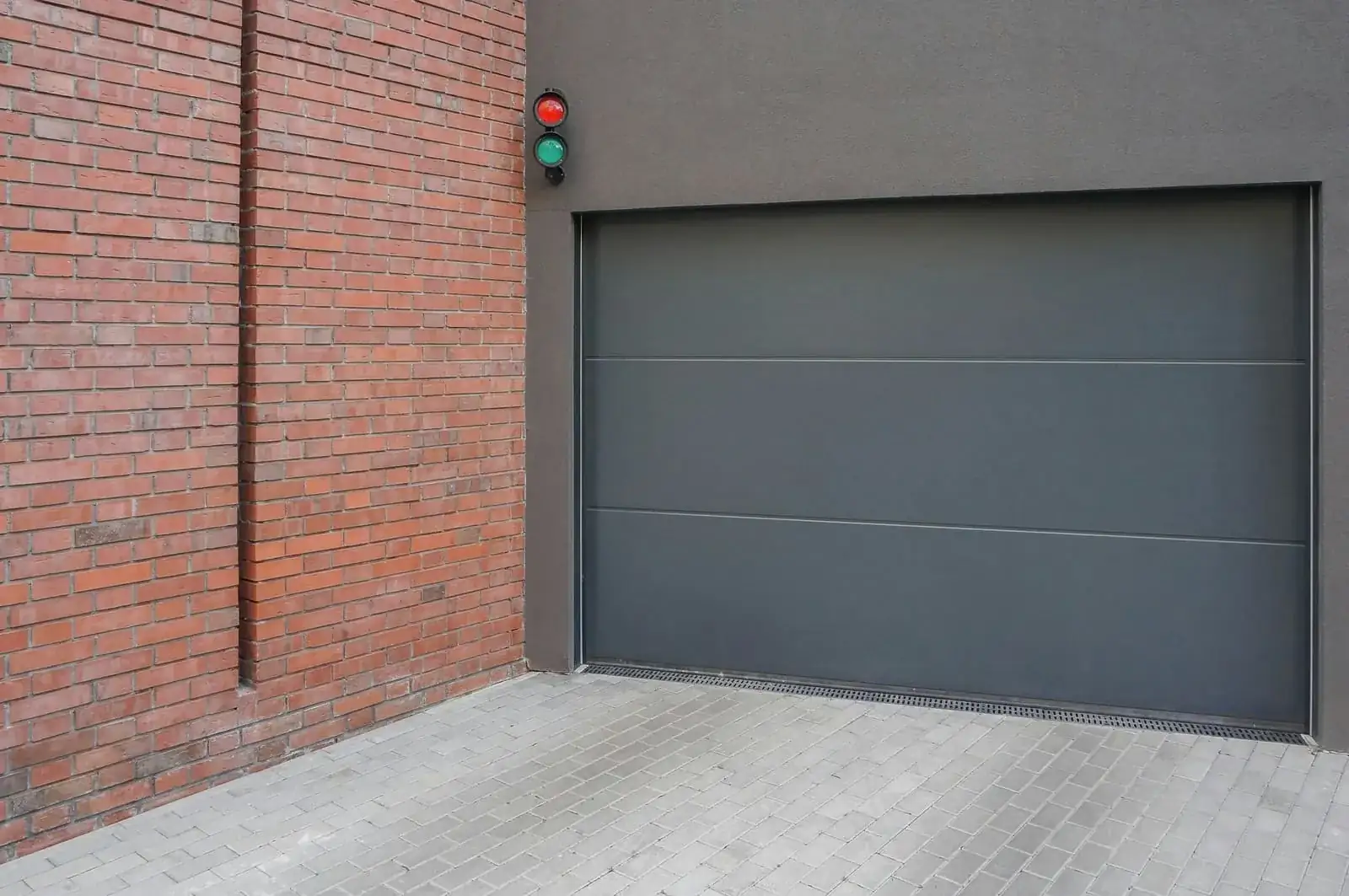 Finished grey garage door